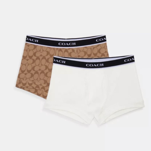 Brand new COACH Men’s Boxer Briefs – 2-Pair Set (White & Khaki Signature) - Picture 3 of 3